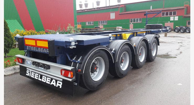 Полуприцеп-контейнеровоз STEELBEAR PF-41P-4 — задний боковой вид